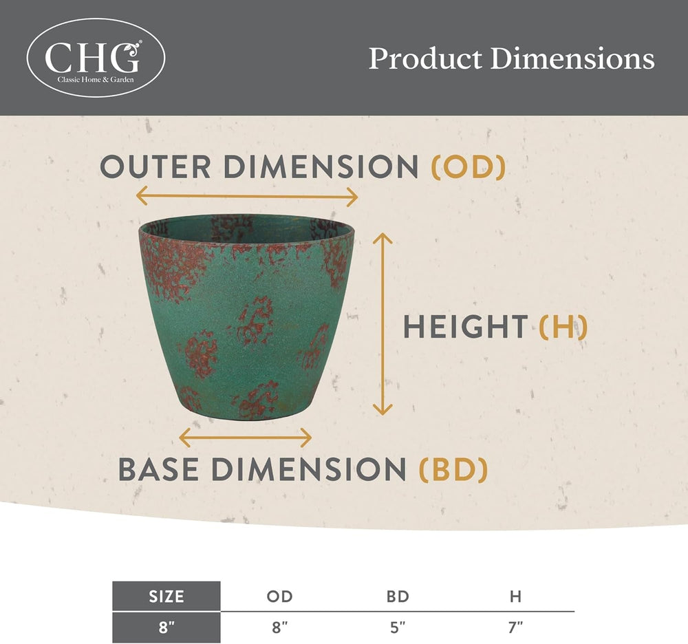 Ghivece de plante Vogue clasice pentru casă și grădină, cu finisaj ceramic de calitate, ghivece de flori moderne pentru utilizare în interior/exterior, jardiniere de verandă rezistente la UV, ghiveci decorativ pentru flori/ierburi (20,3 cm, verde salcie)