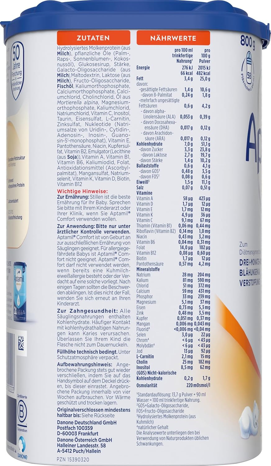 Aptamil Comfort - Formula speciale dalla nascita - 1 x 800 g