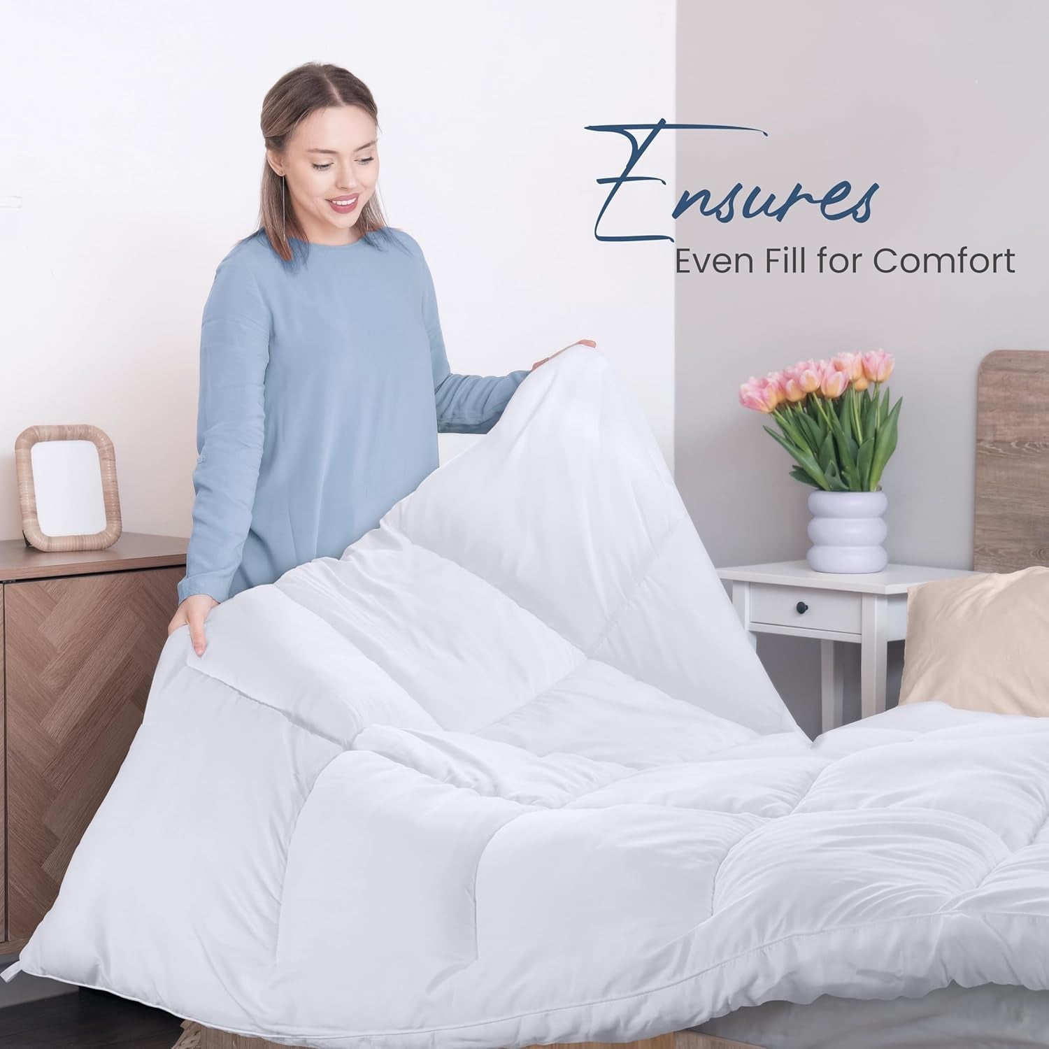 Utopia Bedding FBA_B01JPECQF8 Plapumă dublă, alb, poliester, twin Plapumi si pilote Naty Shop