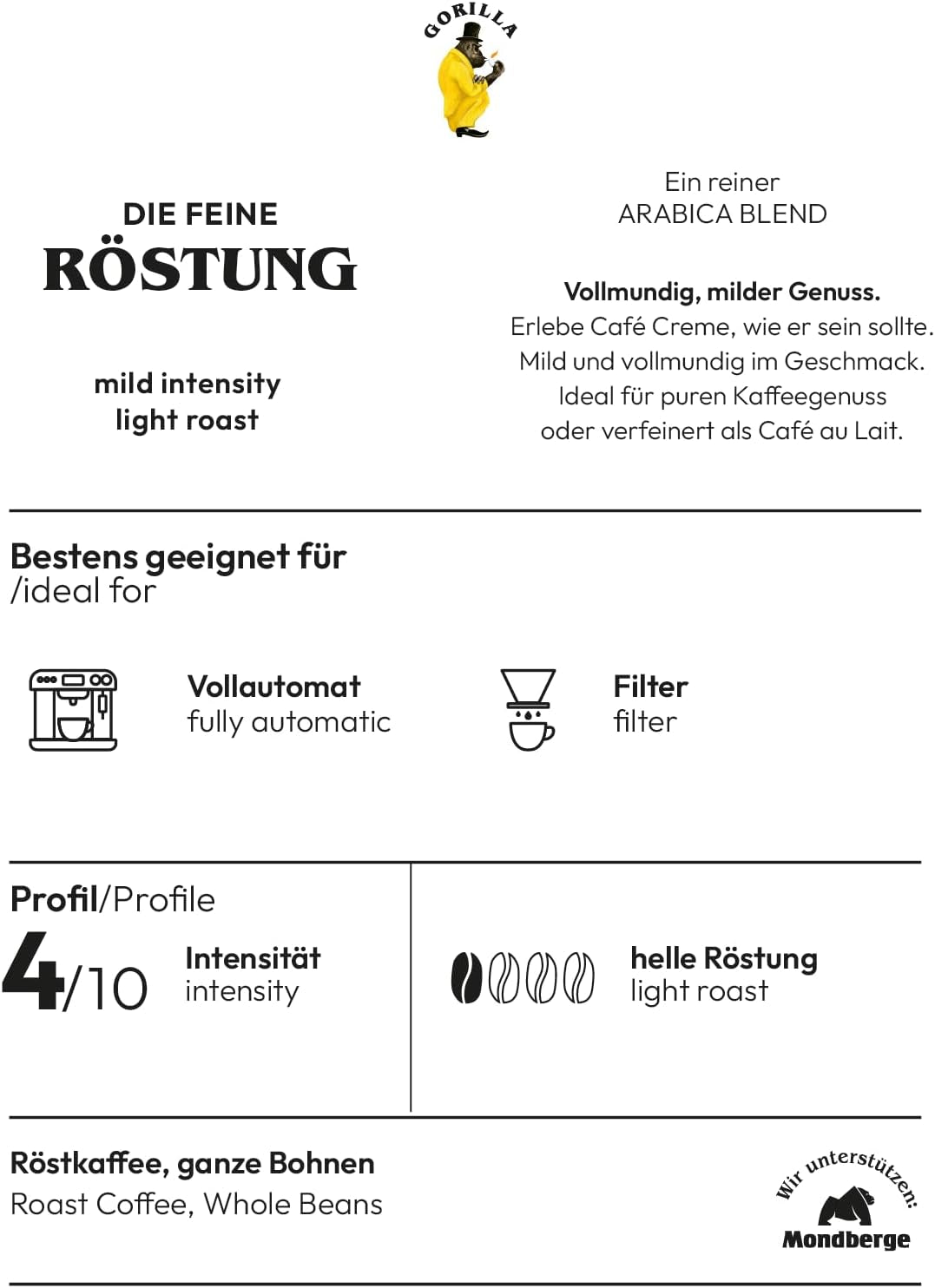 Gorilla Café Creme, boabe intregi, 1 kg Cafea Naty Shop