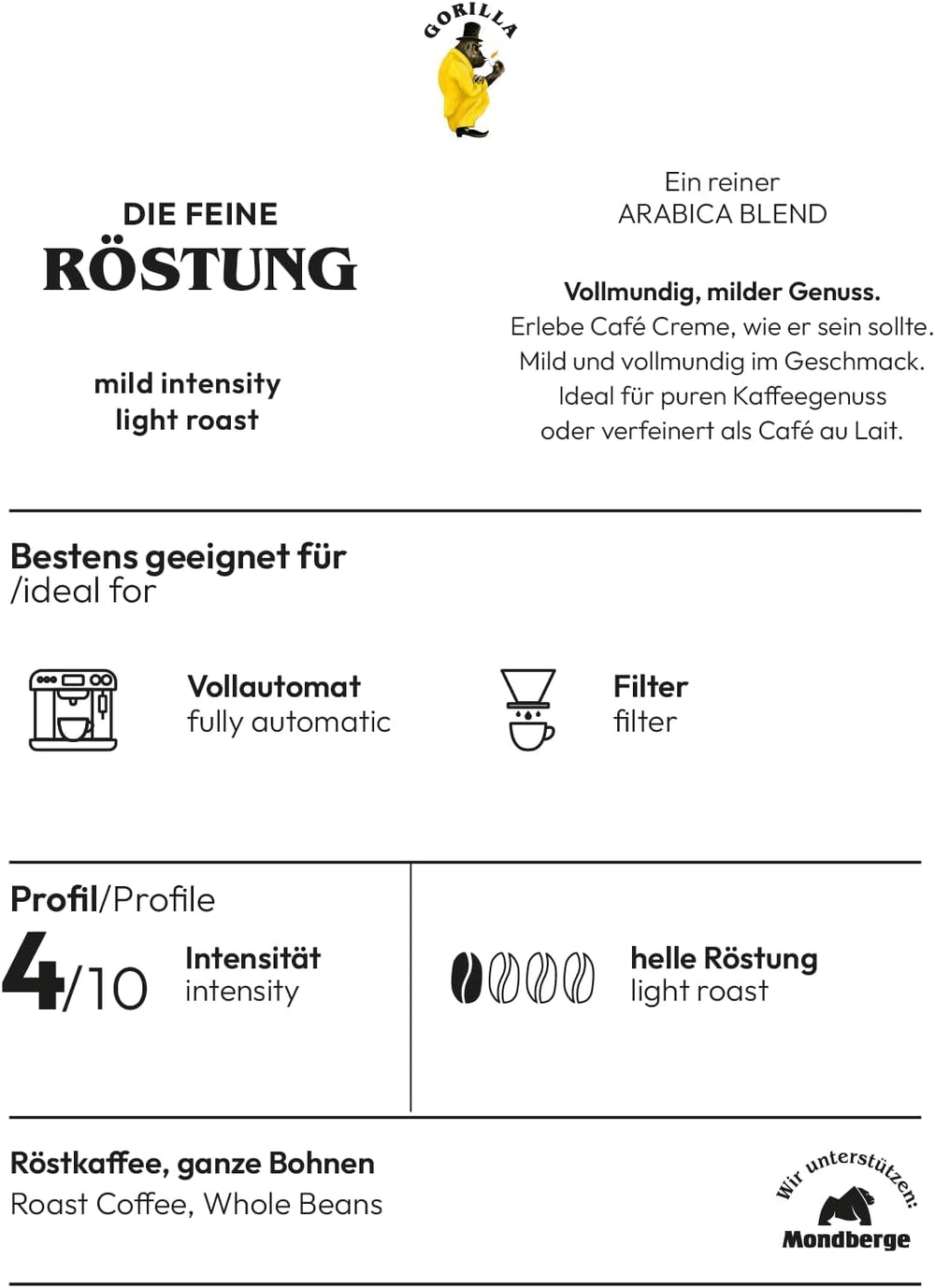 Gorilla Café Creme, boabe intregi, 1 kg Cafea Naty Shop