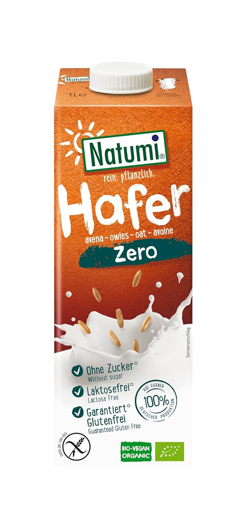 Natumi Bio Hafer Barista, 8 x 1L - Senza lattosio, Aufschäumbar, Barista-Style, Bio, Hergestellt mit deutschem Hafer, Vegan, Milchfreie milchfreie Alternative
