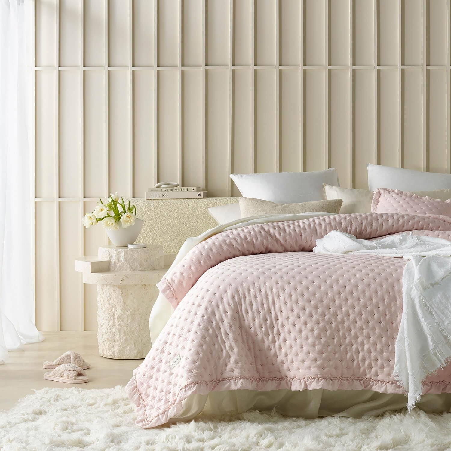 Molly Elegante copriletto in rosa cipria 170 x 210 cm Copriletto versatile come copriletto o divano Coperta per letto e divano Stile coperta Ideale come copriletto Letti e coperte Besuche den ROOM99-Store