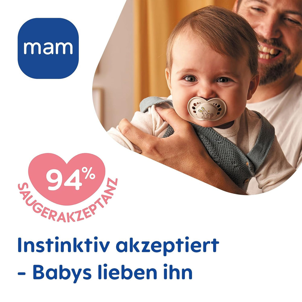 Suzete MAM Original Day & Night Matt | 6-16 luni | Set suzetă | Acceptare 94% | Ajută la prevenirea alinierii dinților nedoriți | Dezvoltat împreună cu dentiști | Silicon SkinSoft | Ursuleț/Vulpe | Pachet de 4