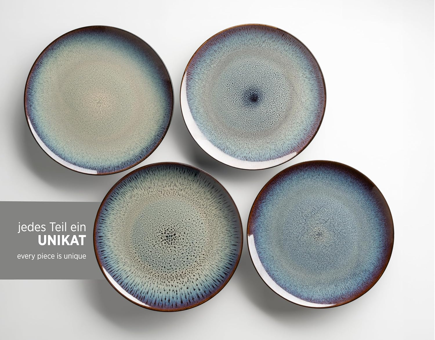 MÄSER 934100 Serie Teona, Keramik Geschirr Set Für 4 Personen Mit Grün-Brauner Reaktivglasur, 20-Teiliges Kombiservice in Modern Dezenten Coupe-Formen, Steinzeug Seturi vesela masa Naty Shop