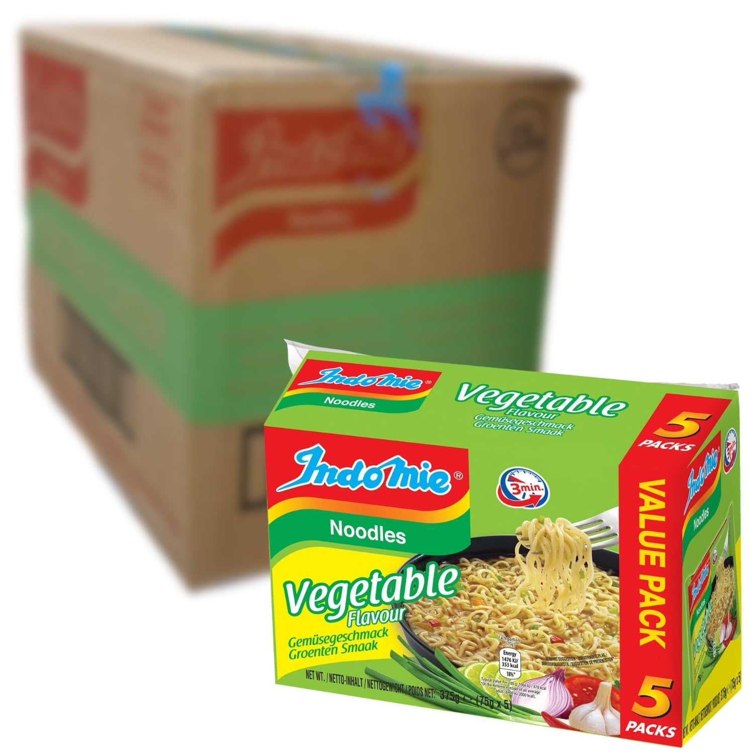 INDOMIE - Tagliatelle istantanee con gamberetti, confezione da 5 - (1 x 5 x 70 g)