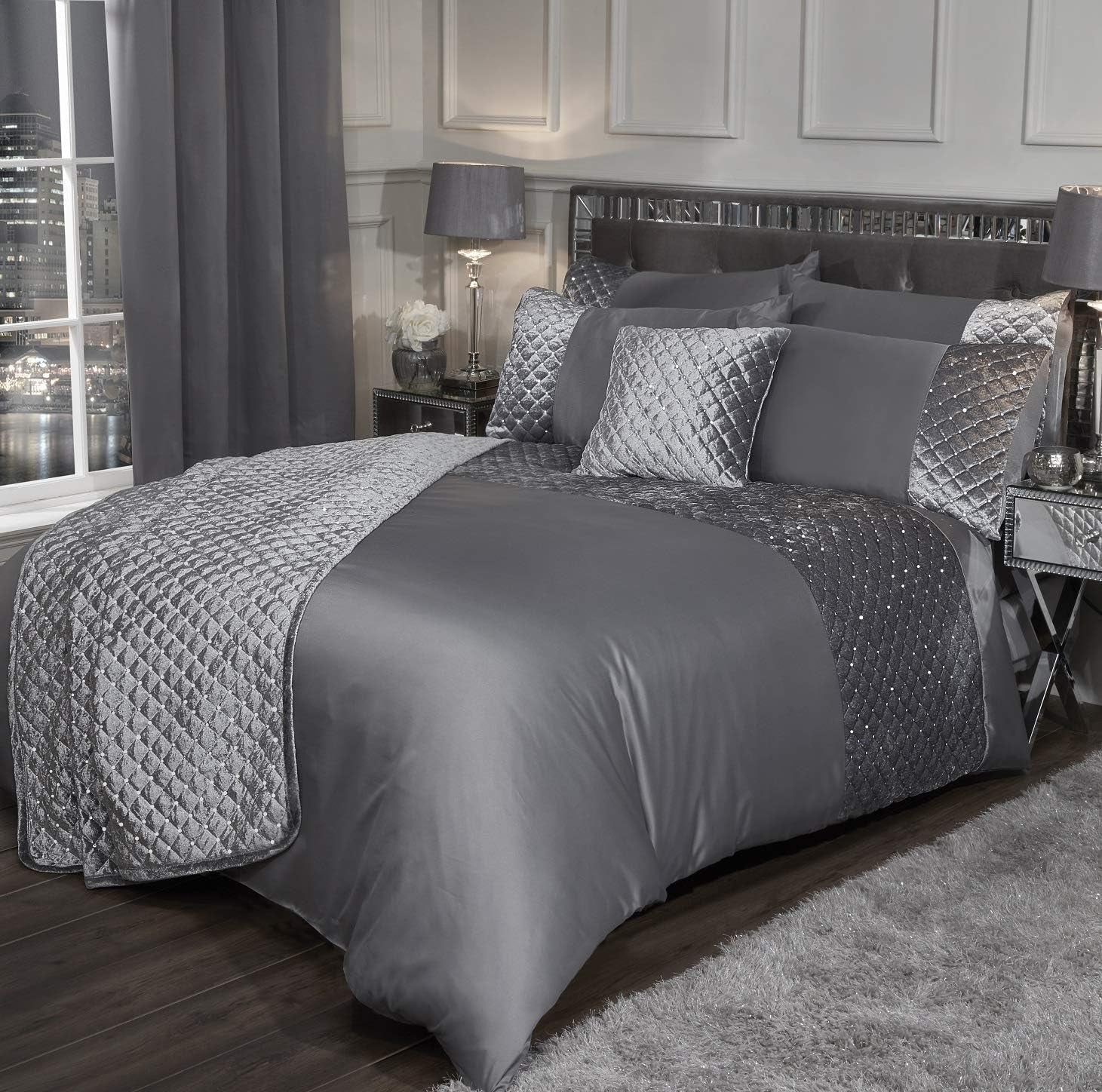 Emma Barclay Glamour set de lenjerie de pat pentru pat dublu, nurcă, poliester, crem Paturi si Cuverturi Emma Barclay Gri Pat dublu