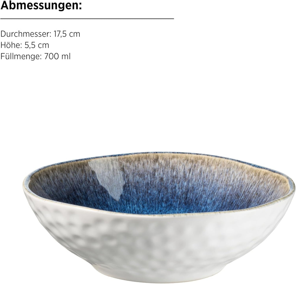 MÄSER 934092 Serie Frozen, Geschirr Set Aus Keramik Für 4 Personen, 16-Teiliges Kombiservice Mit Organischen Formen, Blau Gesprenkeltes Service, Steinzeug, Dunkelblau Set di stoviglie Naty Shop