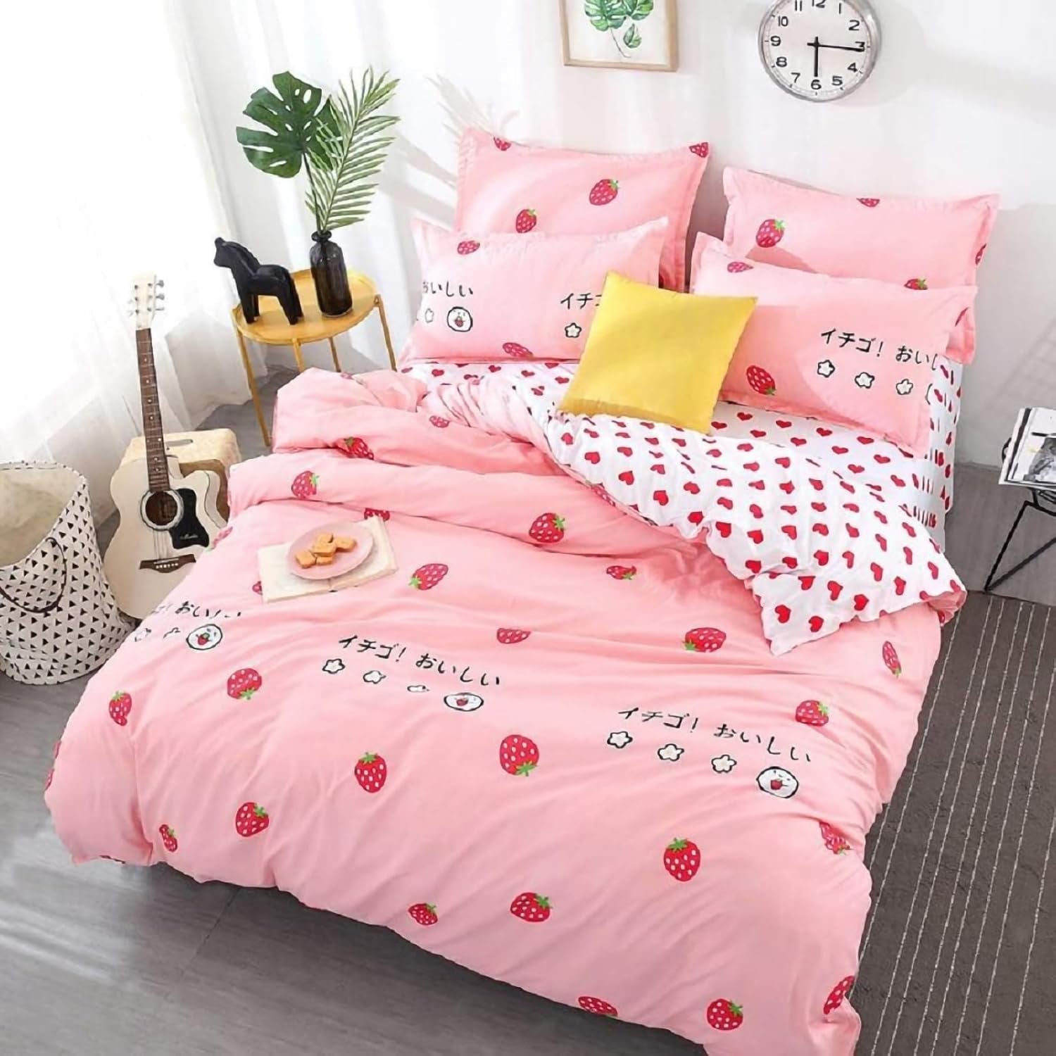 Kids Mädchen Cute Katze Kitty Katzenmotif Bettwäsche Kinder Katzenbettwäsche Kinderbettwäsche Letto Copripiumino Set biancheria da letto 135 × 200 cm