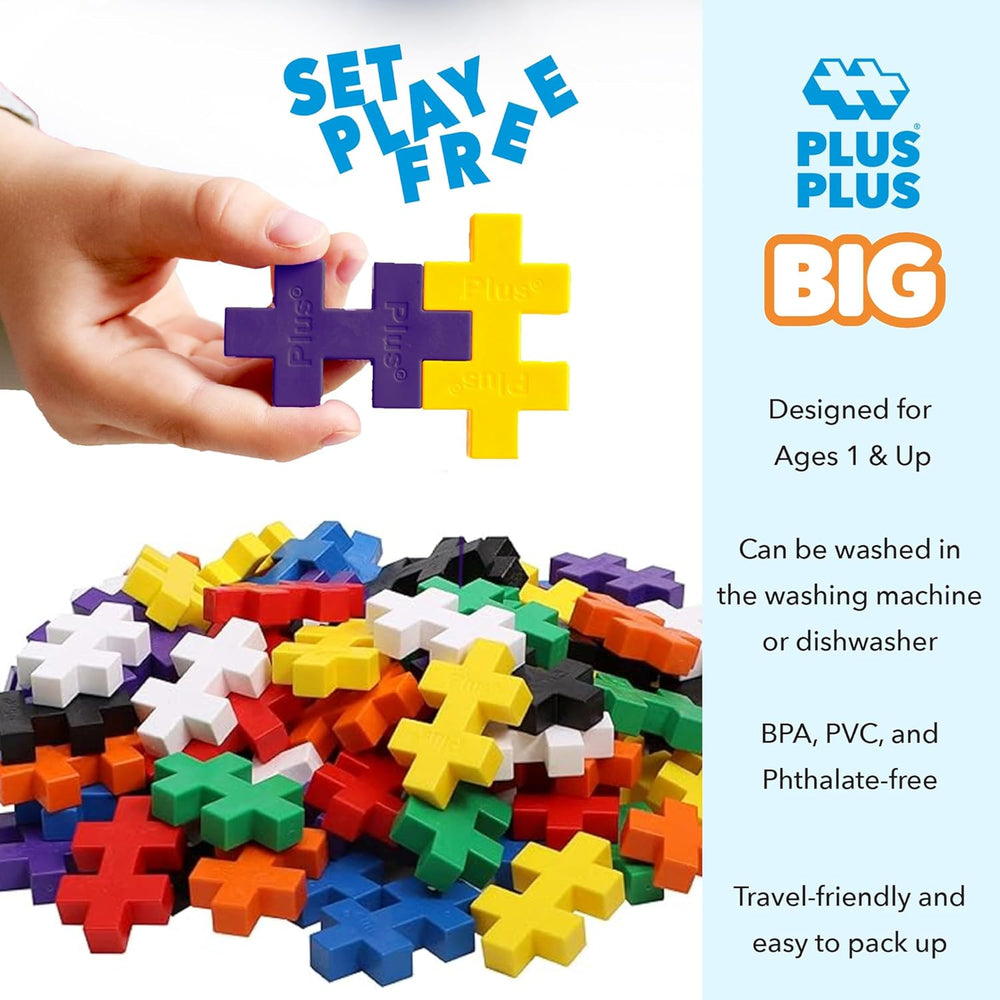 Plus-Plus 9603210 Geniales Konstruktionsspielzeug, Open Play Big Basic Mix, Bausteine-Set, 100 Teile, Mehrfarbig, Mehrfarbig