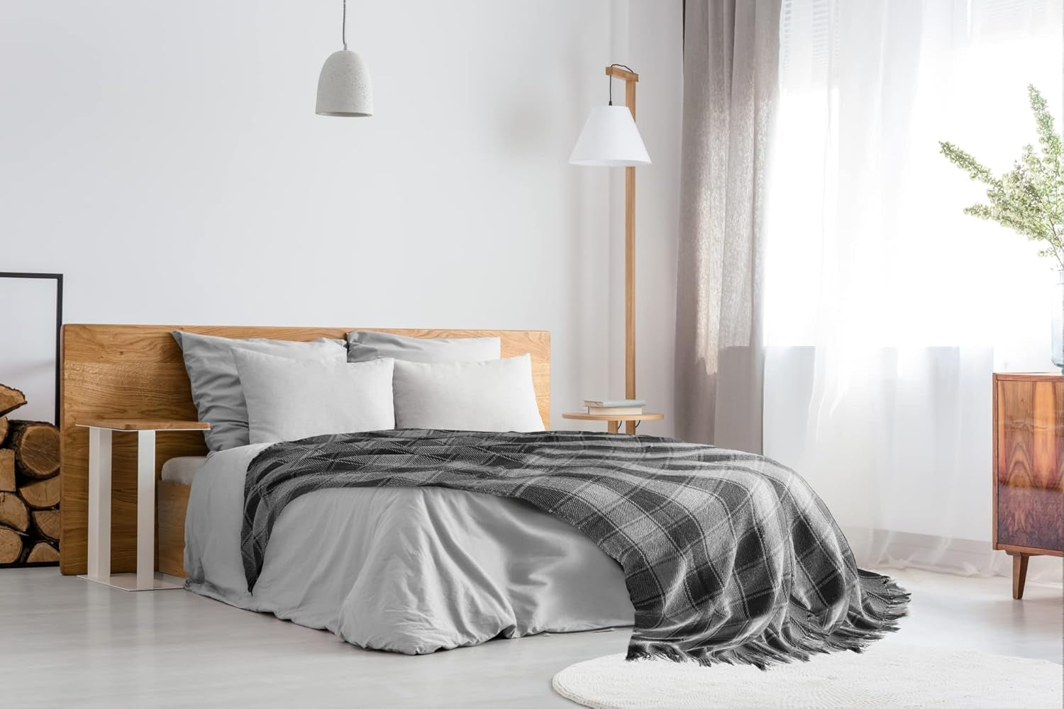 Plaid Frisco, Cotone riciclato, Tradizionale, Plaid, Per sedia, divano, divano, plaid, coperta, Antracite, 127 X 152 Cm Letti e coperte Emma Barclay