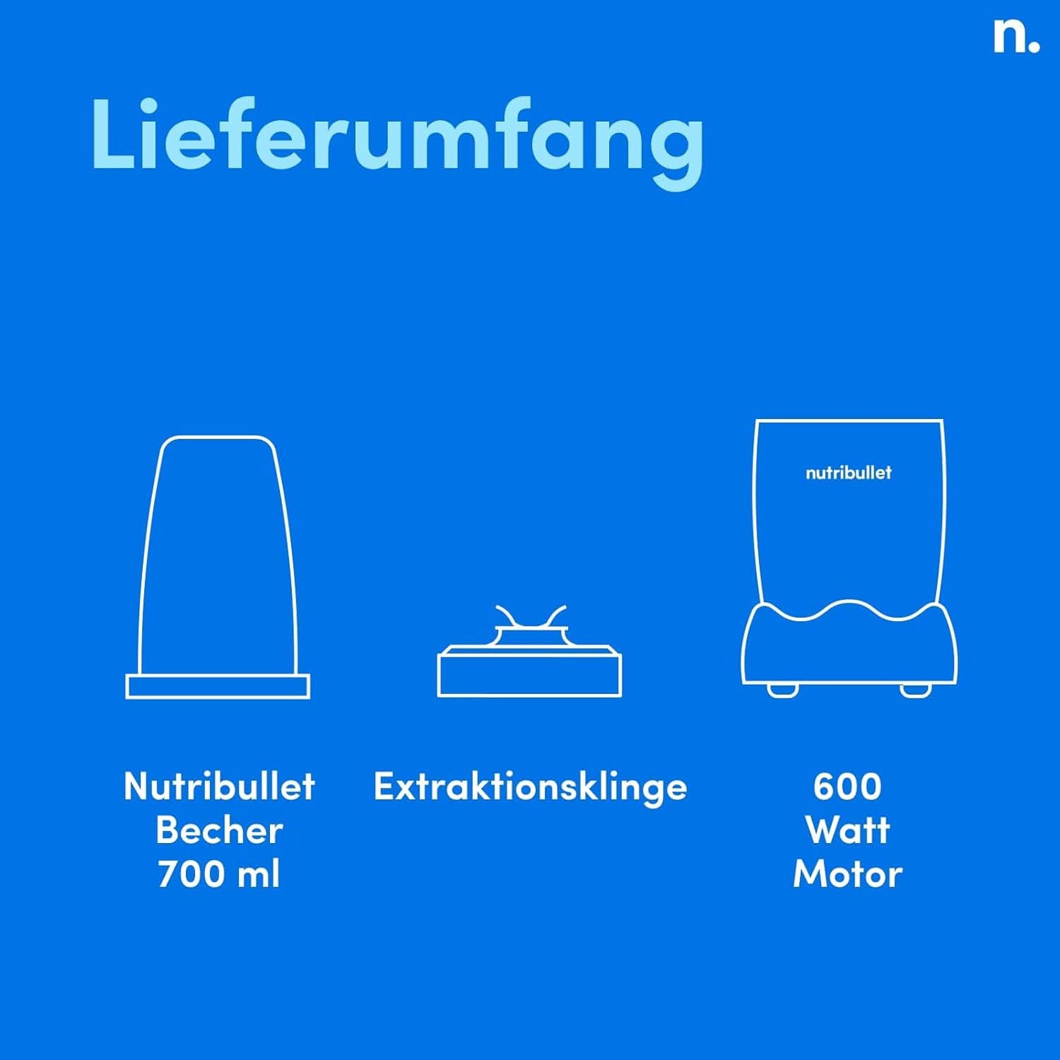 Nutribullet Original, Elektrischer Mixer, Zerkleinerer, Smoothiemixer, Smoothie Maker, 600 W Leistung, Einfach Und Schnell in Der Anwendung, Kompakt, Leicht Zu Reinigen, NB603DG Kitchen Naty Shop