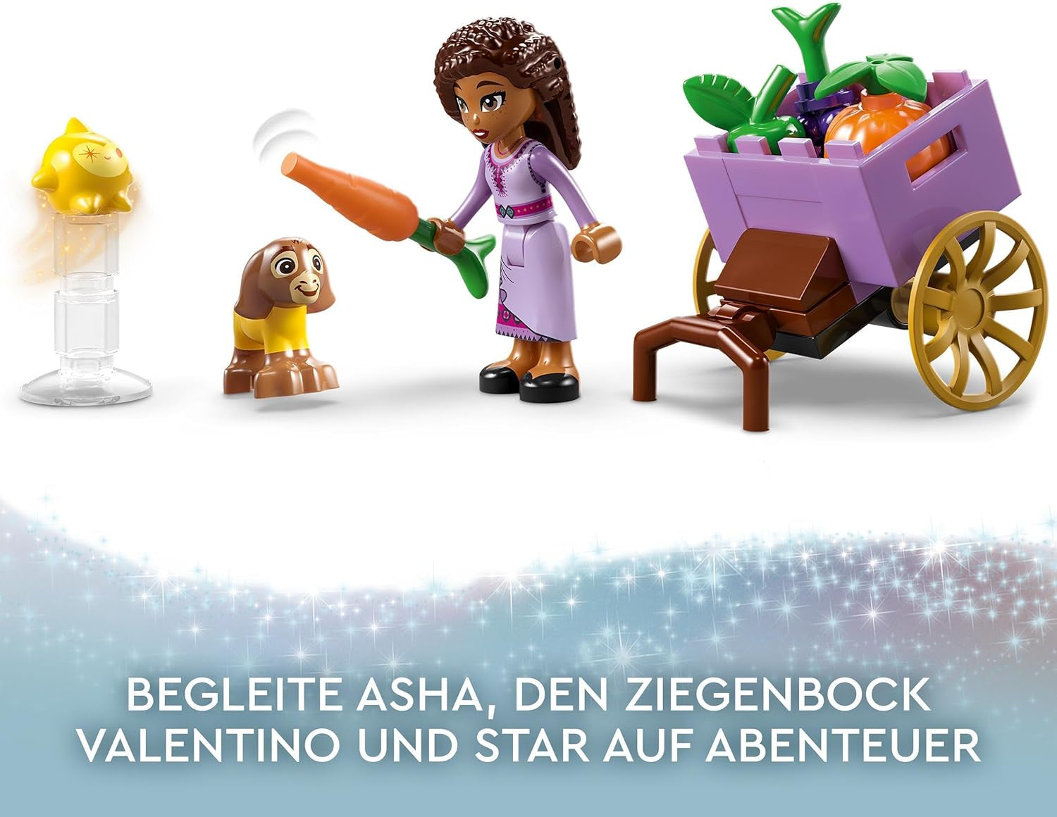 LEGO Disney Wish Asha a Rosas City, 43223, set del film dei desideri con mercatino, mini bambola di Asha, Valentino come capra giocattolo e personaggi stellari, regalo per bambini dai 6 anni, set da costruzione per ragazze e ragazzi Besuche den LEGO-Store