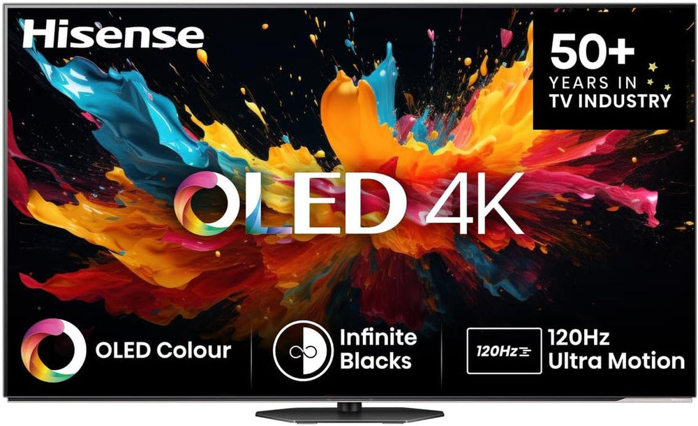 Televizor Hisense 55A85Q 139 cm (55 inch), Smart TV OLED 4K UHD, 120 Hz, HDMI 2.1, Mod Joc Pro, AMD FreeSync Premium, Dolby Vision IQ și Atmos, Bluetooth, Alexa încorporată, Negru, [2025]