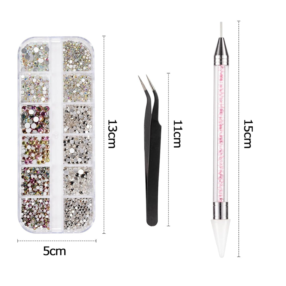 5600 Stück Strasssteine Nägel Nail Art,36 Farben Glitzersteine, Dekorationen Nagelsteine Für Nagelkunst, Einschließlich Wachsstift Für Strasssteine Und Strass-Picker