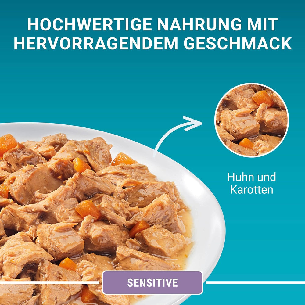 Hrană umedă pentru pisici PURINA ONE Sensitive, bucăți fragede în sos cu pui, pachet de 26 (26 x 85g)