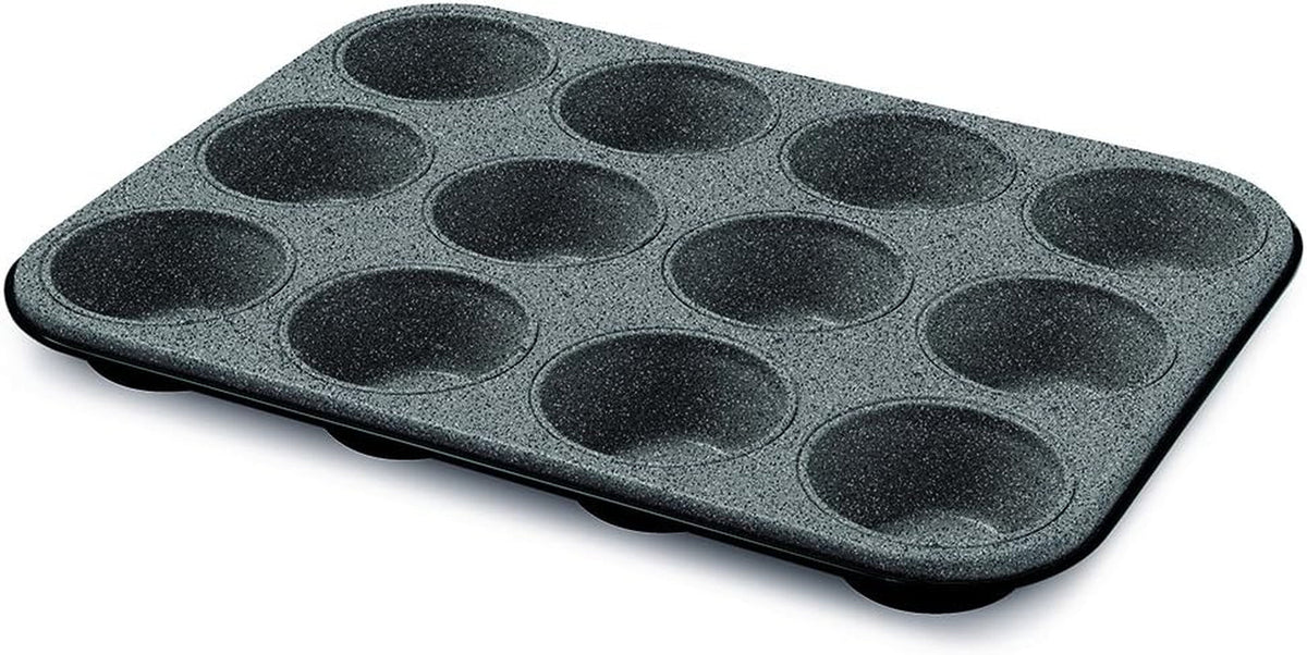 Blackstone Kuchenform 12 Muffins, Stahl, Schwarz/Grau Stein, 6 Einheiten Stampi e teglie da forno Naty Shop 12 Muffins Line Blackstone