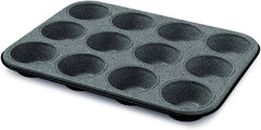 Blackstone Kuchenform 12 Muffins, Stahl, Schwarz/Grau Stein, 6 Einheiten Stampi e teglie da forno Naty Shop 12 Muffins Line Blackstone