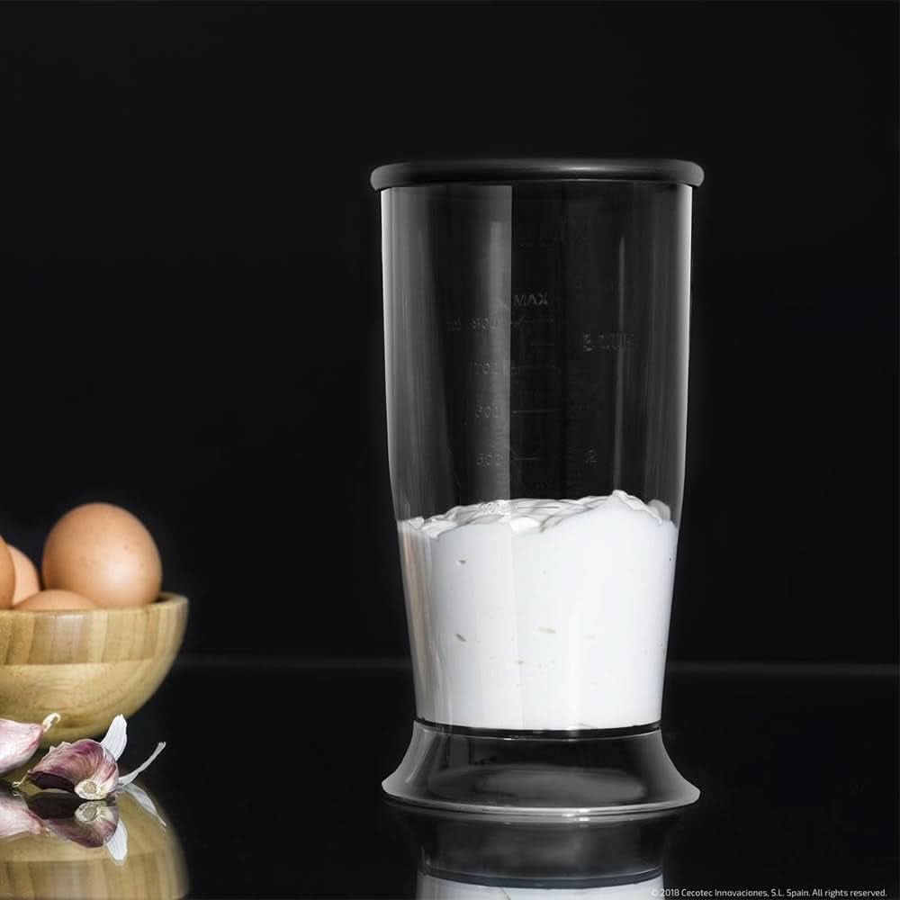 Cecotec Hand-Mixer Powergear 1500 - Klingen Aus Titanium Beschichtung, 21 Geschwindigkeitsstufen, 1500 W, Inklusiv Glas Mit Deckel. (Schwarz und Edelstahl, XL) Cucina Naty Shop