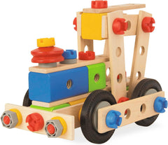 Eichhorn - Constructor Lokomotive, 8 Verschiedene Modelvarianten baubar, Konstruktionsspielzeug mit 90 Teilen, vielseitiges Holzspielzeug, 100% FSC zertifiziertes Buchenholz, ab 3 Jahren