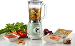 Ariete Vintage 583 Mixer in vetro, retrò, miscelatore multifunzione con 4 pentole, 4 maniglie + funzione a impulsi, funzione tritaghiaccio, alimentatore da 1,5 litri, 1000 W, verde Kitchen Naty Shop