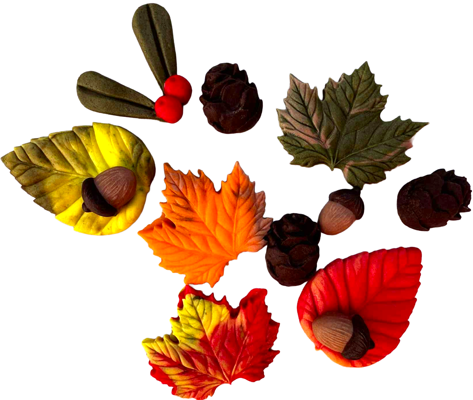 Set autunnale di 12 decorazioni commestibili in pasta di zucchero per torte