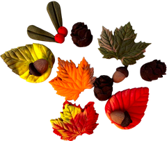 Set autunnale di 12 decorazioni commestibili in pasta di zucchero per torte