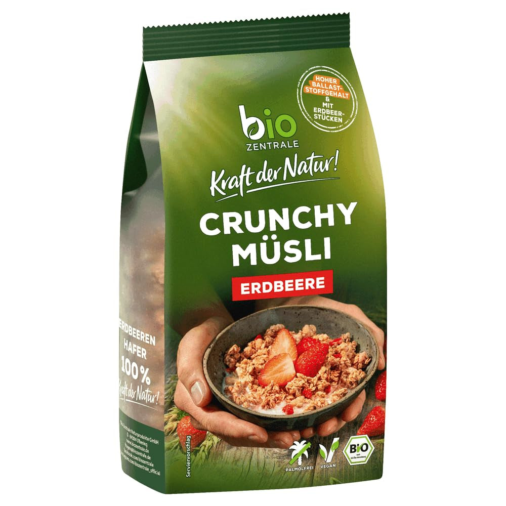 Muesli croccante ai frutti di bosco Biozentrale | 375 g di muesli biologico | Ideale per la colazione e per la tua tazza di muesli da asporto | Un'alternativa alle barrette di muesli