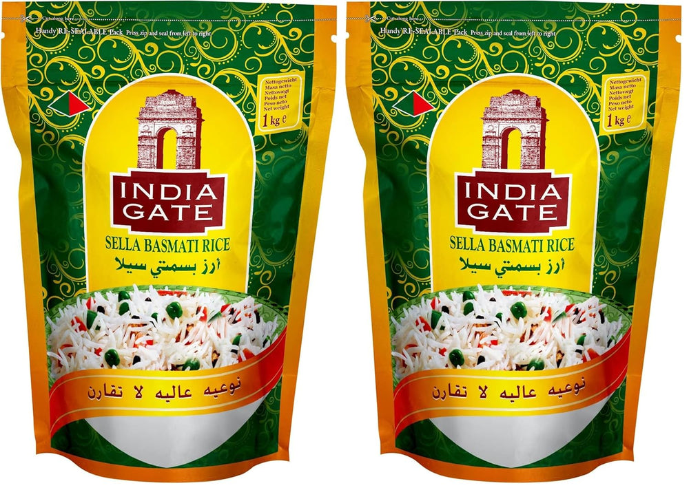 INDIA GATE Riso Sella Basmati, precotto (dall'India, a chicco lungo fine), aromatizzato, confezione sfusa - 1 confezione (1 x 1 kg)