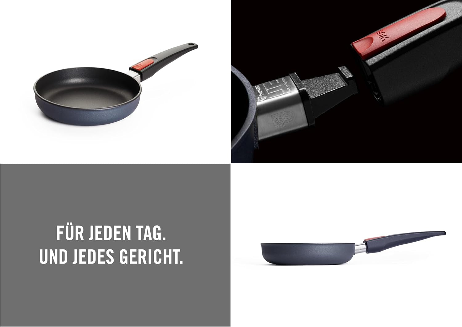 Padella piana Woll Diamond Lite - Induzione -, Ø 20 Cm, Altezza 5 Cm, Con manico removibile - Adatta a tutti i tipi di piano cottura, Fusione di alluminio, Rivestimento Antiaderente Pentole e Padelle Naty Shop