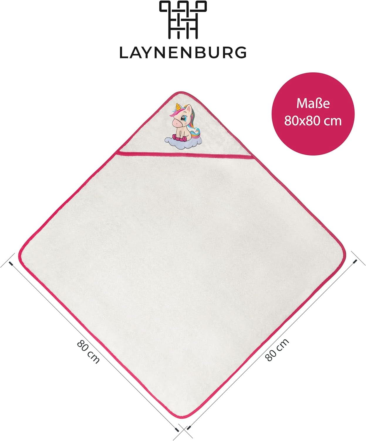 LAYNENBURG Asciugamano con cappuccio Premium Baby, 100% cotone - Oeko TEX, 80 x 80 cm Mamma e Bambino Naty Shop