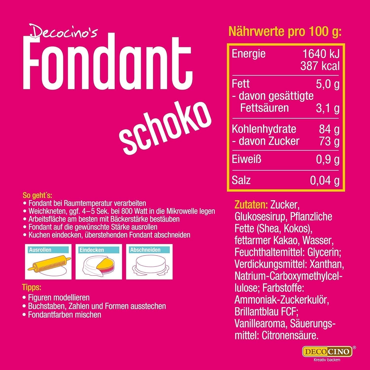DECOCINO Fondant Schoko – 250 G – Ideale per Verzieren Von Kuchen, Torten, Cupcakes – Palmölfrei & Vegan Glassa e Decor Naty Shop
