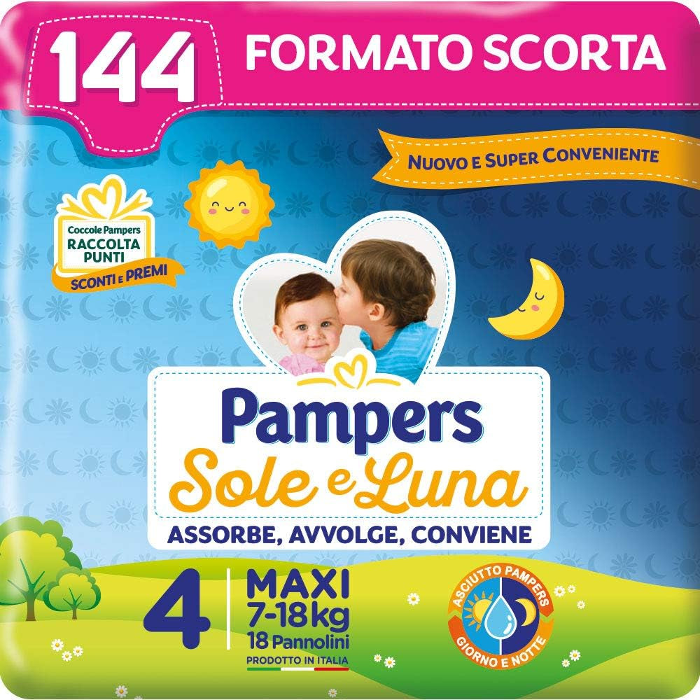 Pannolini Pampers Sun and Moon, unisex, junior, taglia 5 (11-25 kg), 120 pannolini
