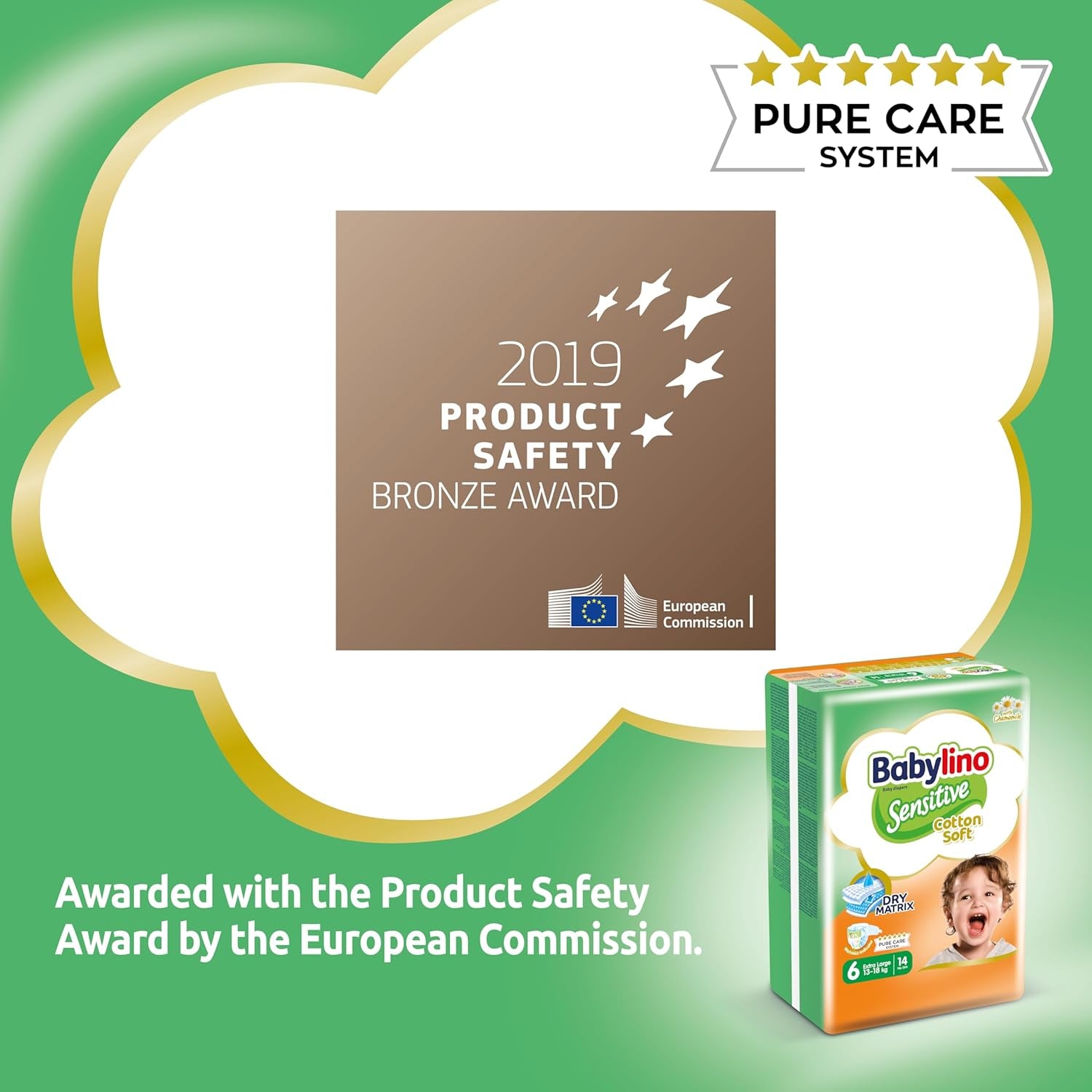 Pannolini per bambini sensibili, taglia 6, extra large (13-18 kg), 114 pannolini