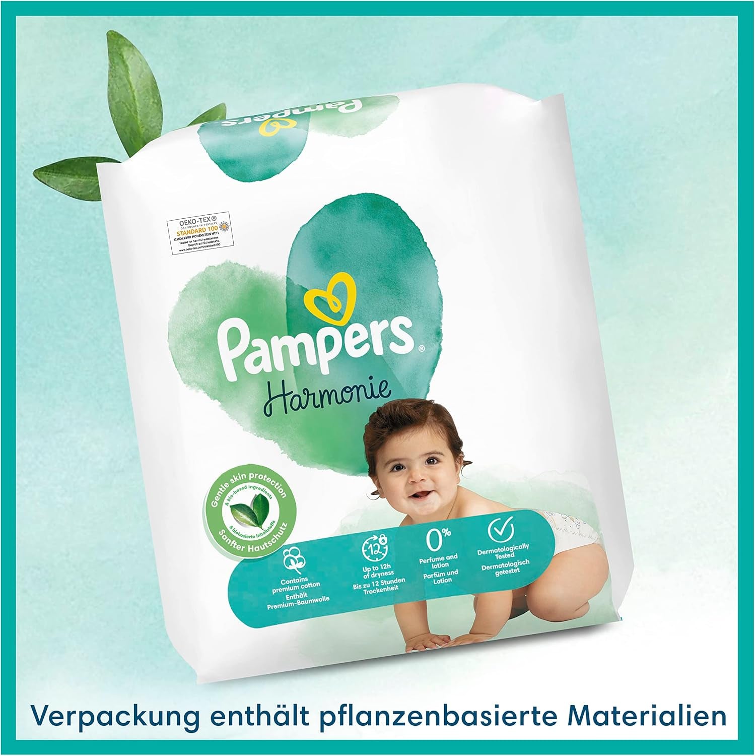 Pannolini Pampers per bambini, taglia 2 (4-8 kg), Harmony, scatola Half Moon, protezione delicata per la pelle e ingredienti a base di erbe, 240 pezzi