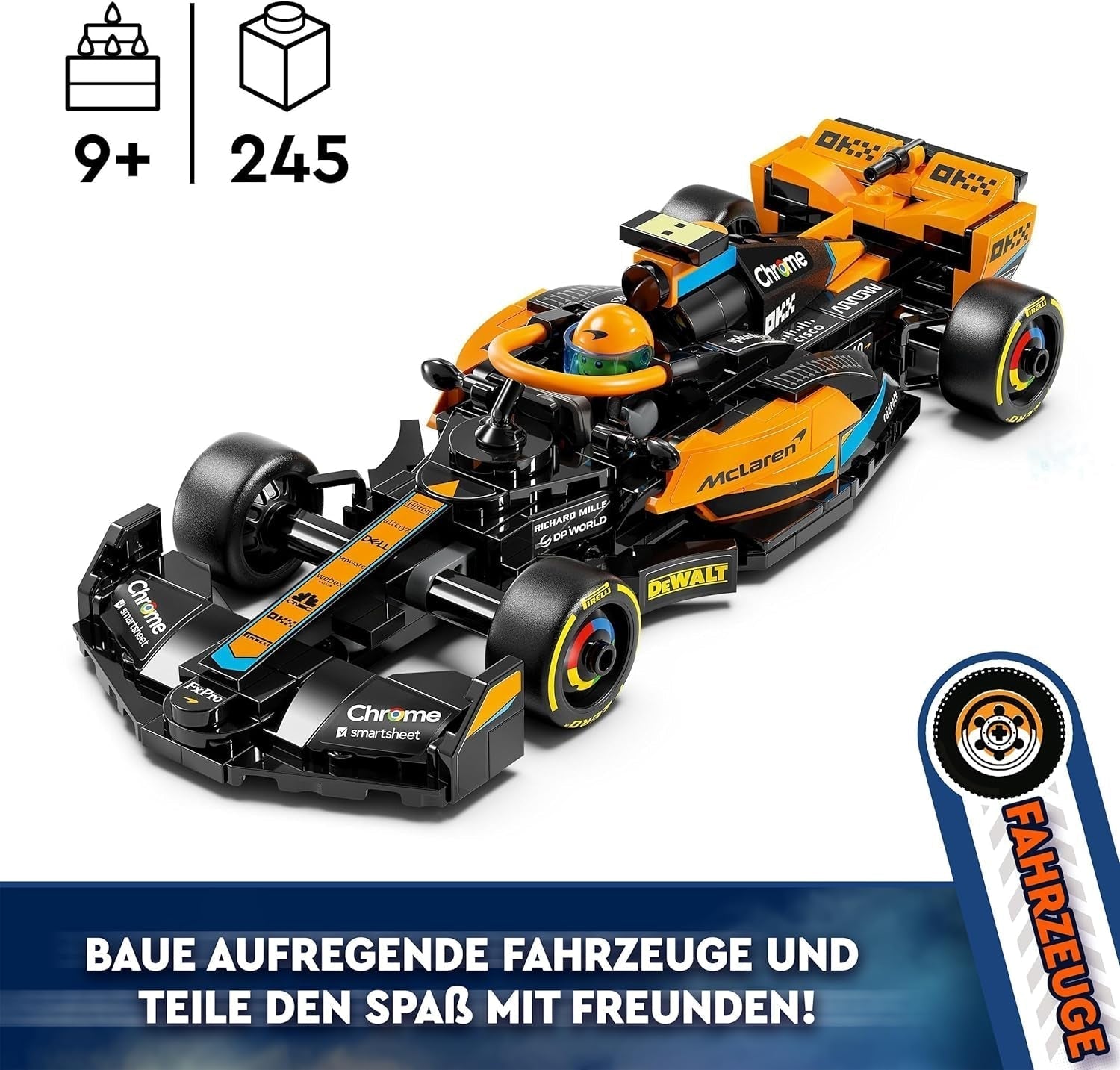 LEGO Speed Champions Mclaren Auto da corsa di Formula 1 2023, Giocattolo per ragazzi e ragazze di 9+ anni che amano giocare in modo indipendente, Modello di veicolo costruibile, Decorazione per la cameretta dei bambini 76919 Set di costruzione Besuche den LEGO-Store