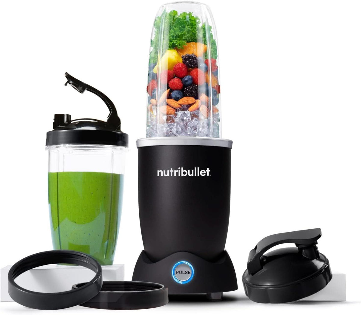 Nutribullet Personal Blender, Der Leistungsstärkste Mixer Für Eine Portion, 1000 Watt und Leiser Motor, 900 Ml Becher Aus Tritan Renew, Leuchtende Touch Bedienknöpfe, Dunkel Grau Bucatarie Naty Shop Schwarz 1200 W