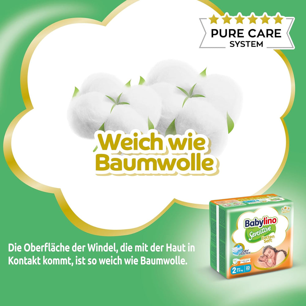 Pannolini per bambini sensibili, taglia 2, mini (3-6 kg), 192 pannolini