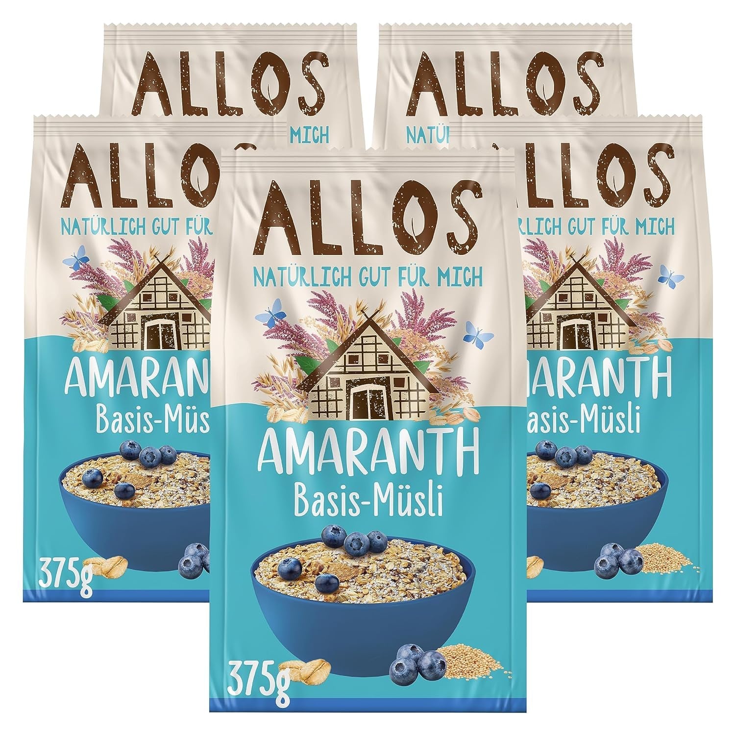 Allos muesli proteico non zuccherato | Muesli biologico | Farina d'avena | Cereali per la colazione | Vegano (5 x 450 g), 1 pezzo (confezione da 5)