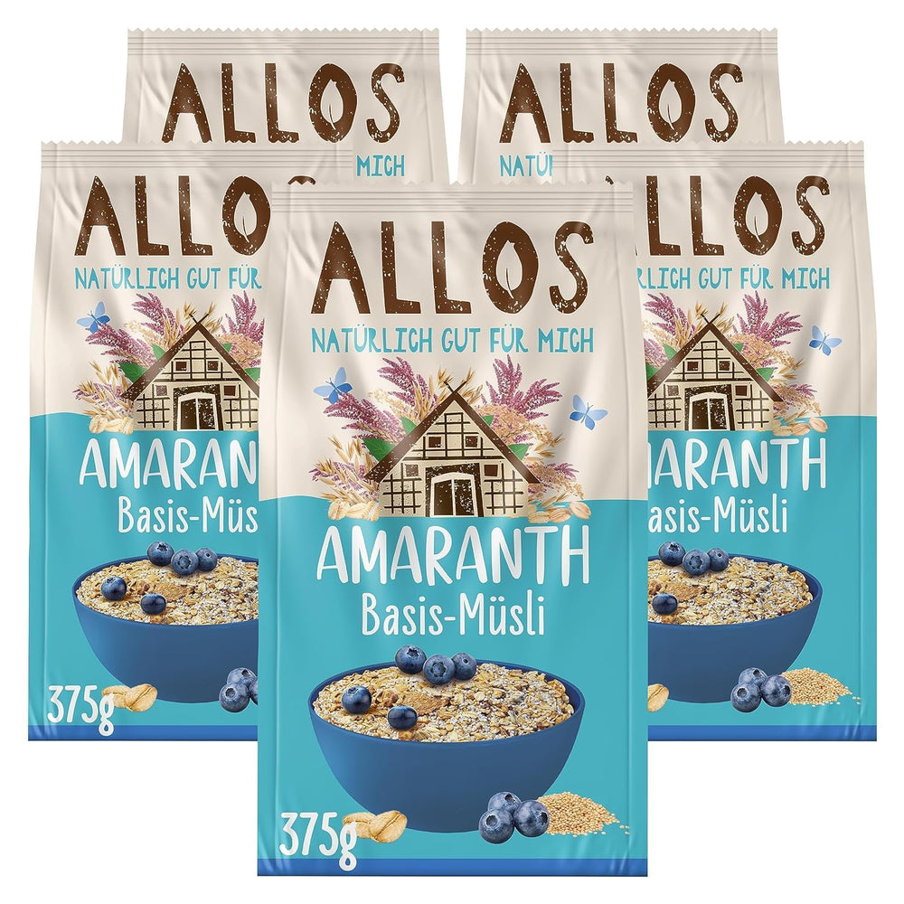 Allos muesli proteico non zuccherato | Muesli biologico | Farina d'avena | Cereali per la colazione | Vegano (5 x 450 g), 1 pezzo (confezione da 5)