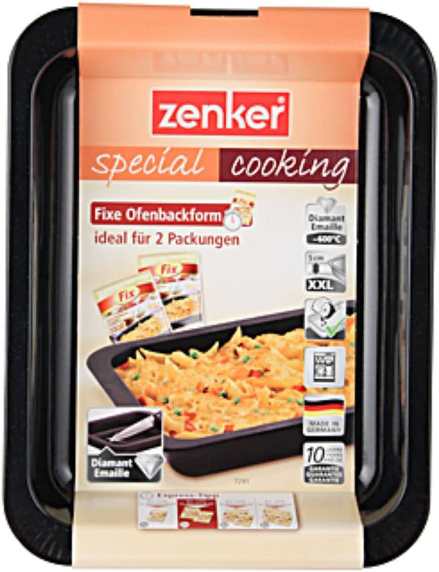 Zenker Ofenbackform (33 X 5 X 25 Cm) SPECIAL COOKING, Rechteckige Auflaufform Mit Enamelle-Versiegelung, Backform Mit Extra Hohem Rand (Farbe: Schwarz), Menge: 1 Stück Stampi e vassoi per cuocere Naty Shop