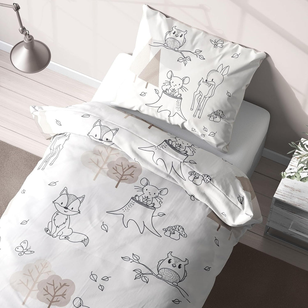 Biancheria da letto per bambini, volpe, gufo e animali del bosco, 100% cotone Biancheria da letto - bambini Naty Shop