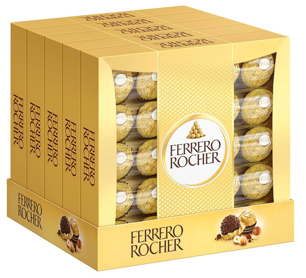 Ferrero Rocher - Specialità Praline alla Nocciola Croccanti e Cremose - Regalo di San Valentino per Lui e per Lei - 16 Confezioni da 4 Praline Individuali