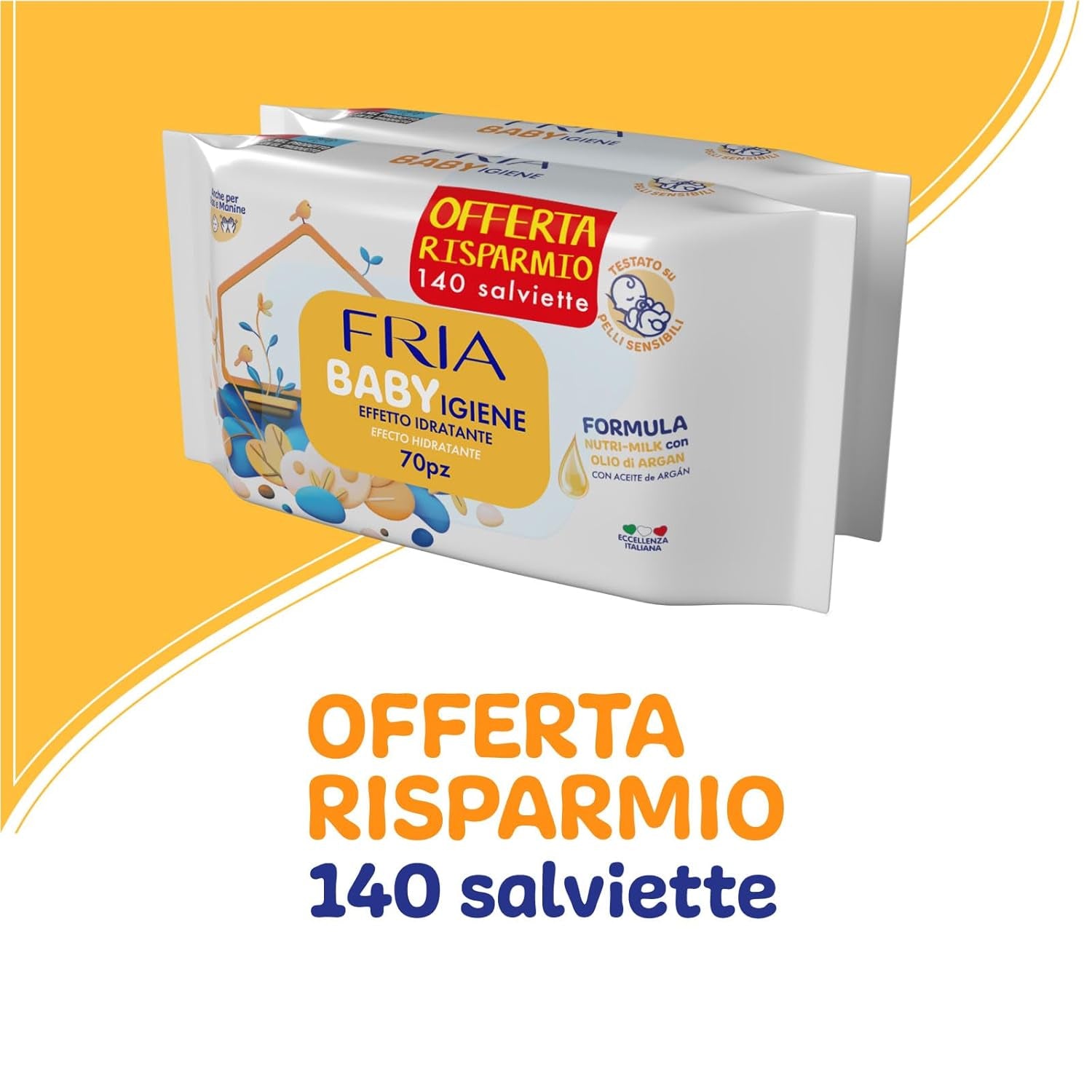 Salviette umidificate, confezione da 2 (144 salviette)