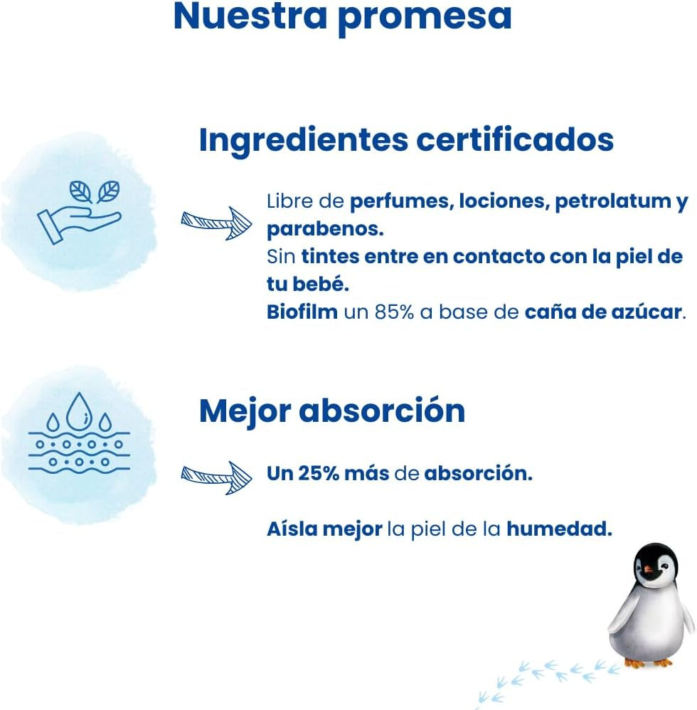 Pannolini biologici taglia 1 neonato (2-5 kg), 1 busta con 27 pannolini