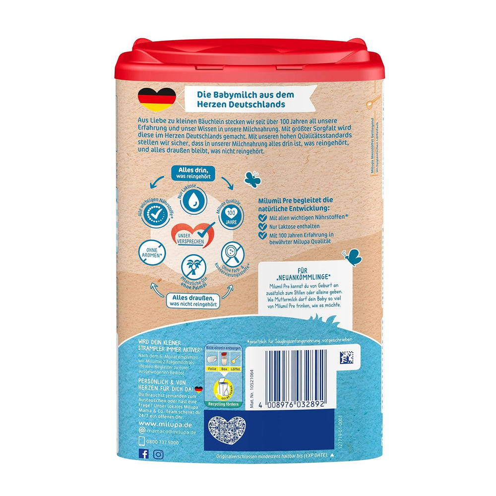 Milumil Milupa Latte in polvere per neonati, il primo latte dalla nascita, 800 g