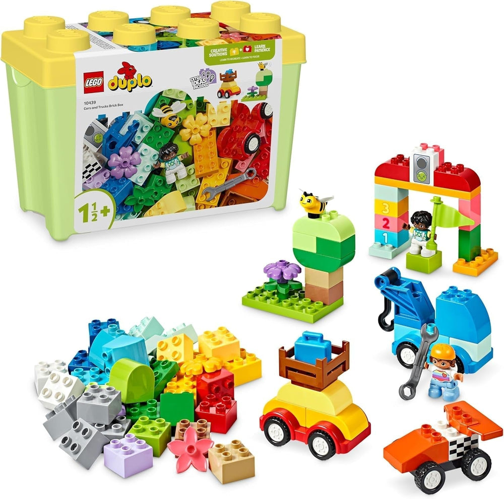 LEGO DUPLO Classic Macchinine e camion con scatola di mattoncini, set da gioco con veicoli per bambini da 1,5 anni, giocattolo didattico creativo, set di auto giocattolo e auto da corsa 10439 Set di costruzione Besuche den LEGO-Store Titolo predefinito