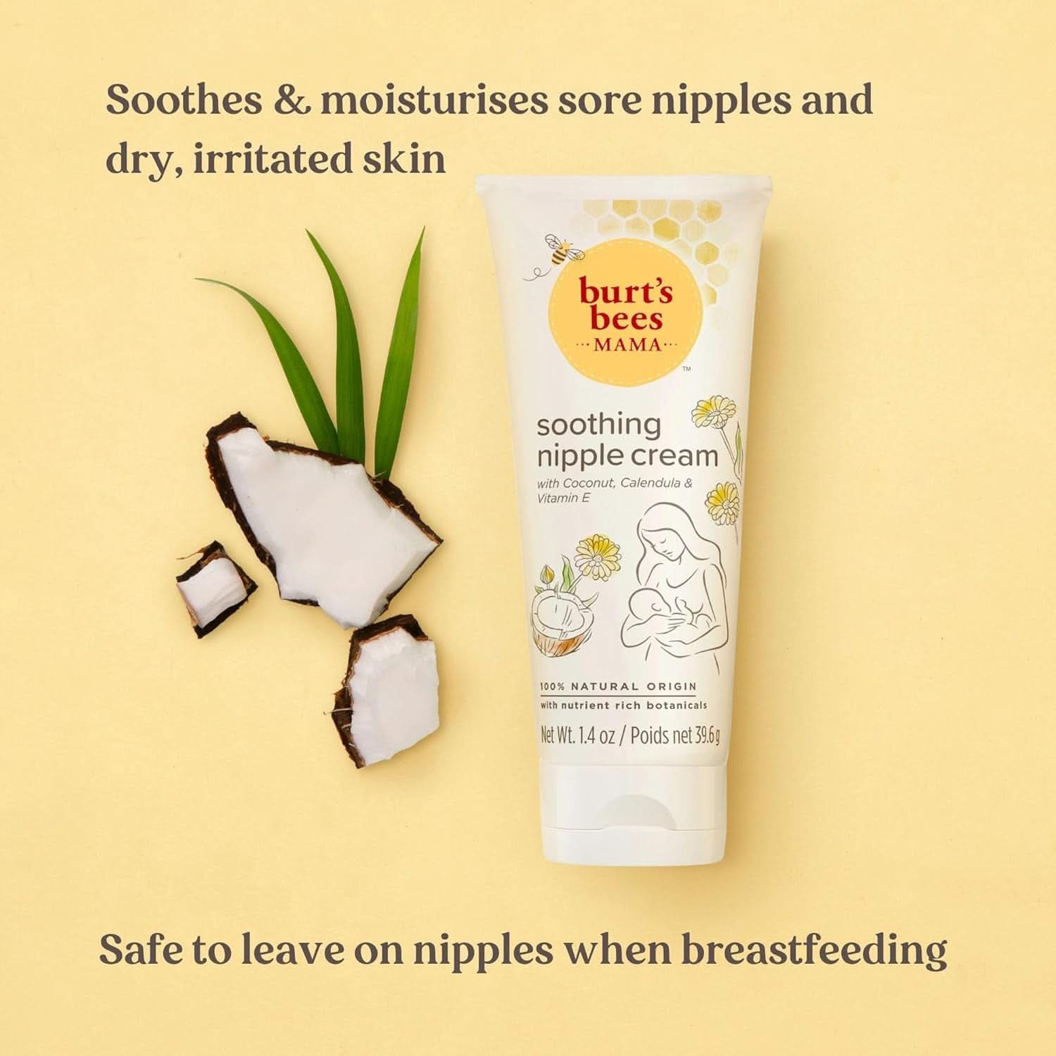 Burt'S Bees® Mama crema lenitiva per capezzoli con cocco, calendula e vitamina E, 100% naturale, 1,4 once Accessori Alimentazione e allattamento Baby Naty Shop
