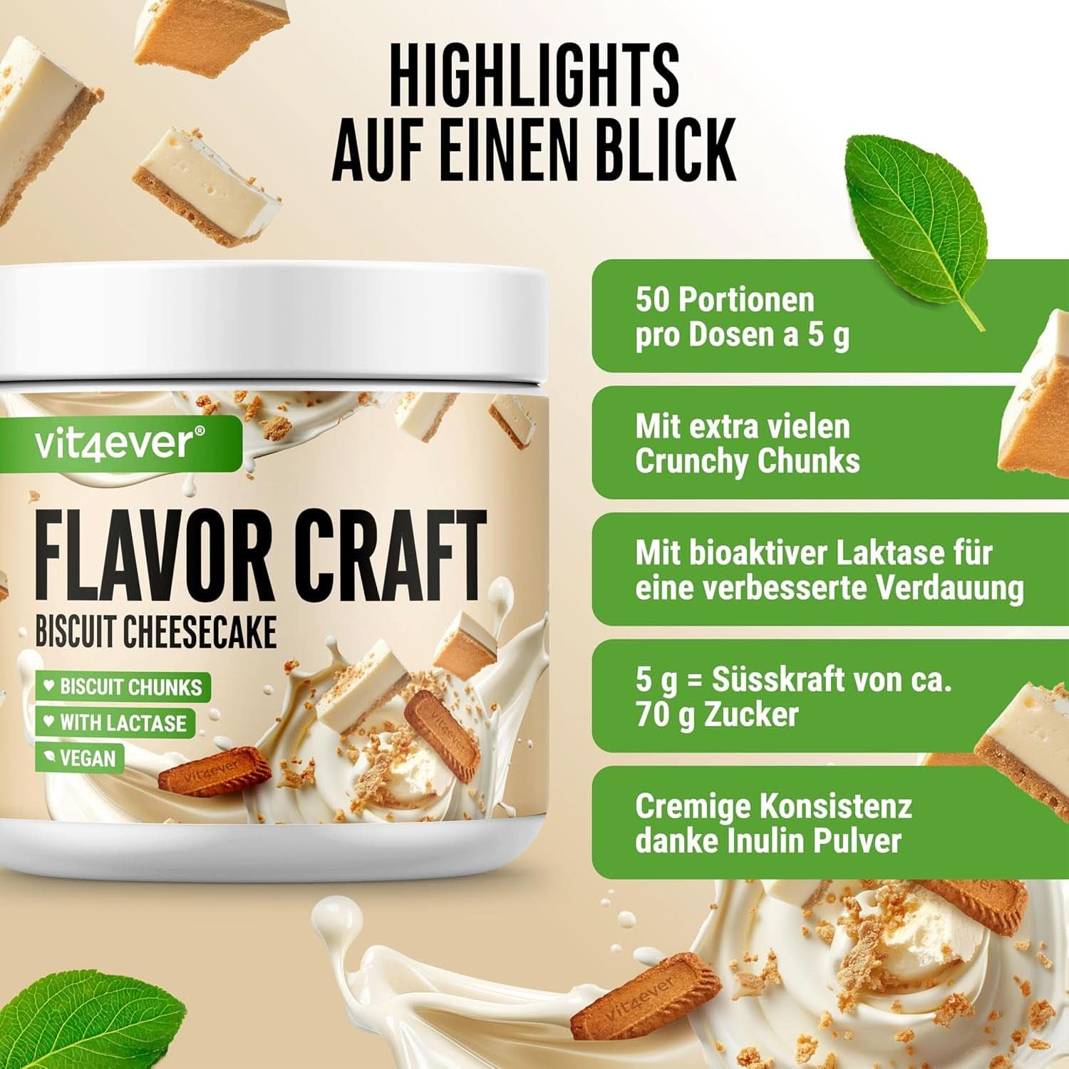 Biscotto in polvere gusto Chessecake con tanti pezzi - 250 grammi Naty Shop Flavours