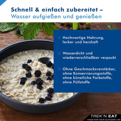 Porridge proteico Trek'n Eat – Colazione ad alto contenuto proteico per l'aria aperta | Tavolo liofilizzato per campeggio, escursionismo e spedizioni | Farcito, veloce da preparare, ideale per viaggiare